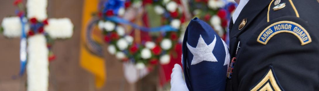 Arizona Military Funeral Honors. At the funeral, a soldier dressed in a fine suit brazing the American flag to his chest. In a ceremonial event surrounding